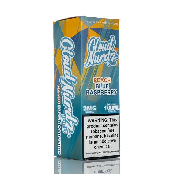 Cloud Nurdz E-Liquid - Peach Blue Raspberry Iced - 100ml - Image 3