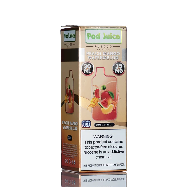 Pod Juice Salt PJ5000 - Peach Mango Watermelon - 30ml (DISCONTINUED) - Image 3