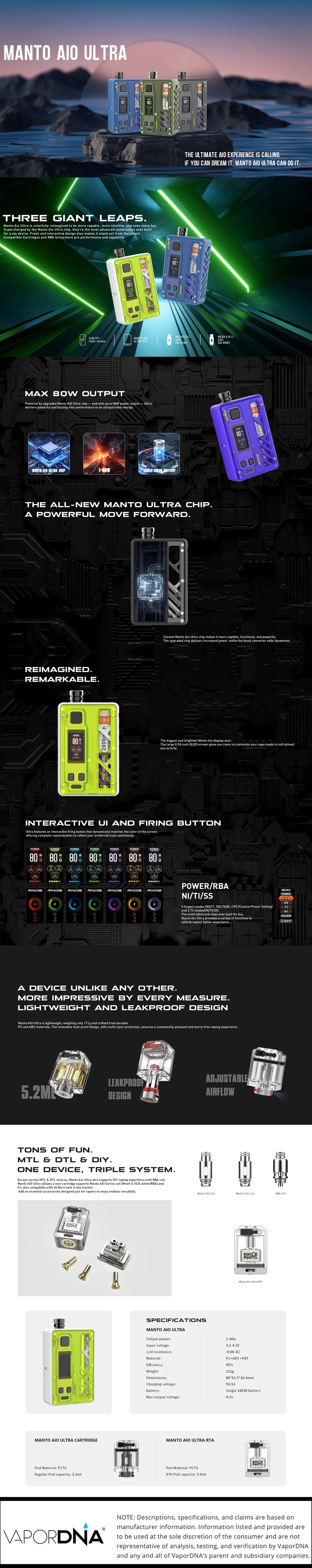 Rincoe Manto AIO Ultra 80W Boro Mod and RBA Kit (DISCONTINUED) - Image 16
